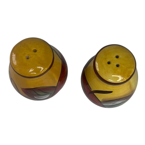 Ceramic Oil & Vinegar Cruet Set With Salt & Pepper Shakers Wooden Caddy Stand - Picture 8 of 11